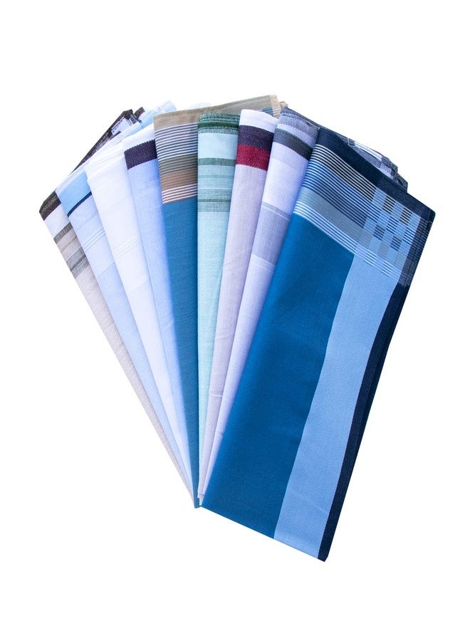CoCoUSM Assorted Pack of Mens Woven Cotton Striped Handkerchiefs Hankies Pack of 3 - Image 2